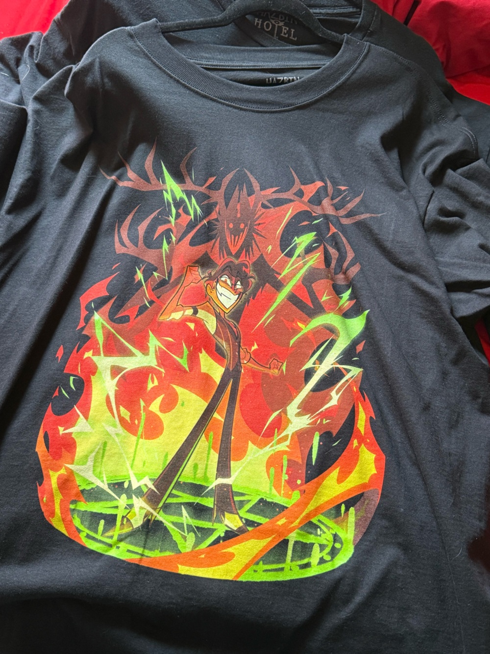 Hazbin Hotel Alastor Human Form T-Shirt - Neon Red & Green